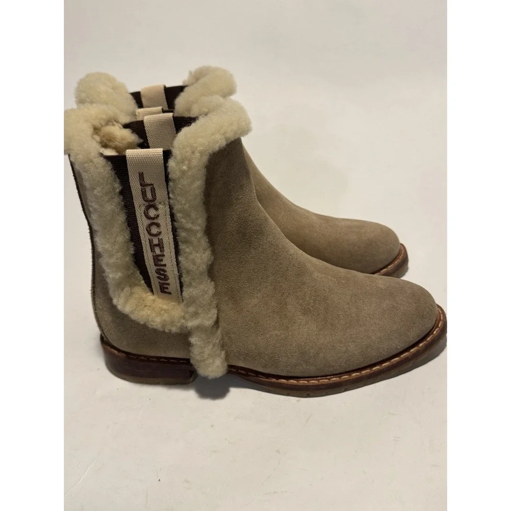 lucchese boots womens chelsea leather beige 6.5
